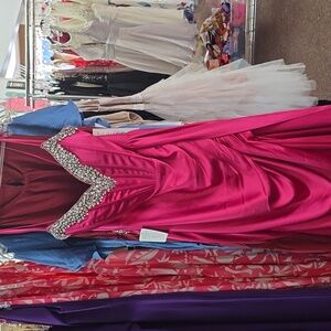 Stunning Fuchsia Prom Dress with Crystal Details